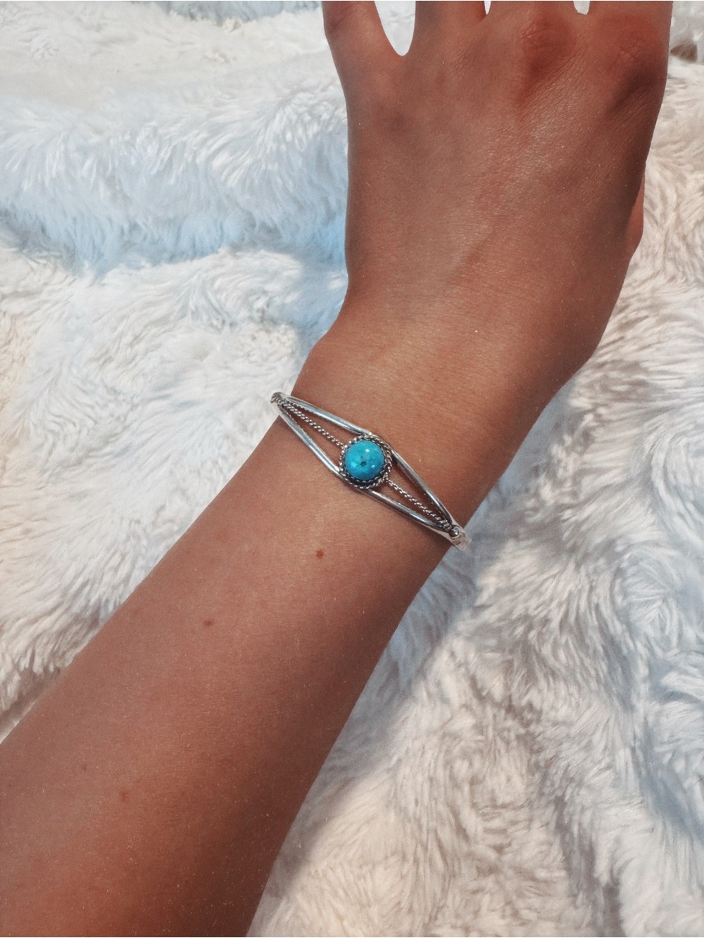Navajo Kingman Turquoise Sterling Silver Cuff Bracelet NWOT